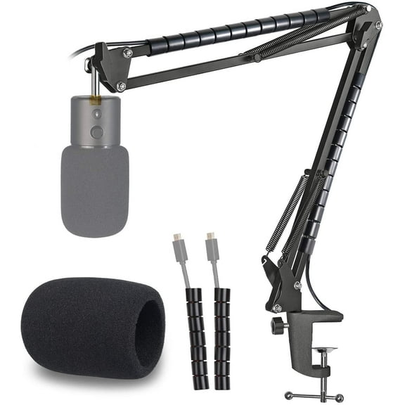 SUNMON for Razer Seiren X Microphone Stand with Pop Filter - Mic Boom Arm and Windscreen Foam Cover Compatible with Razer Seiren X Streaming Gaming Microphone