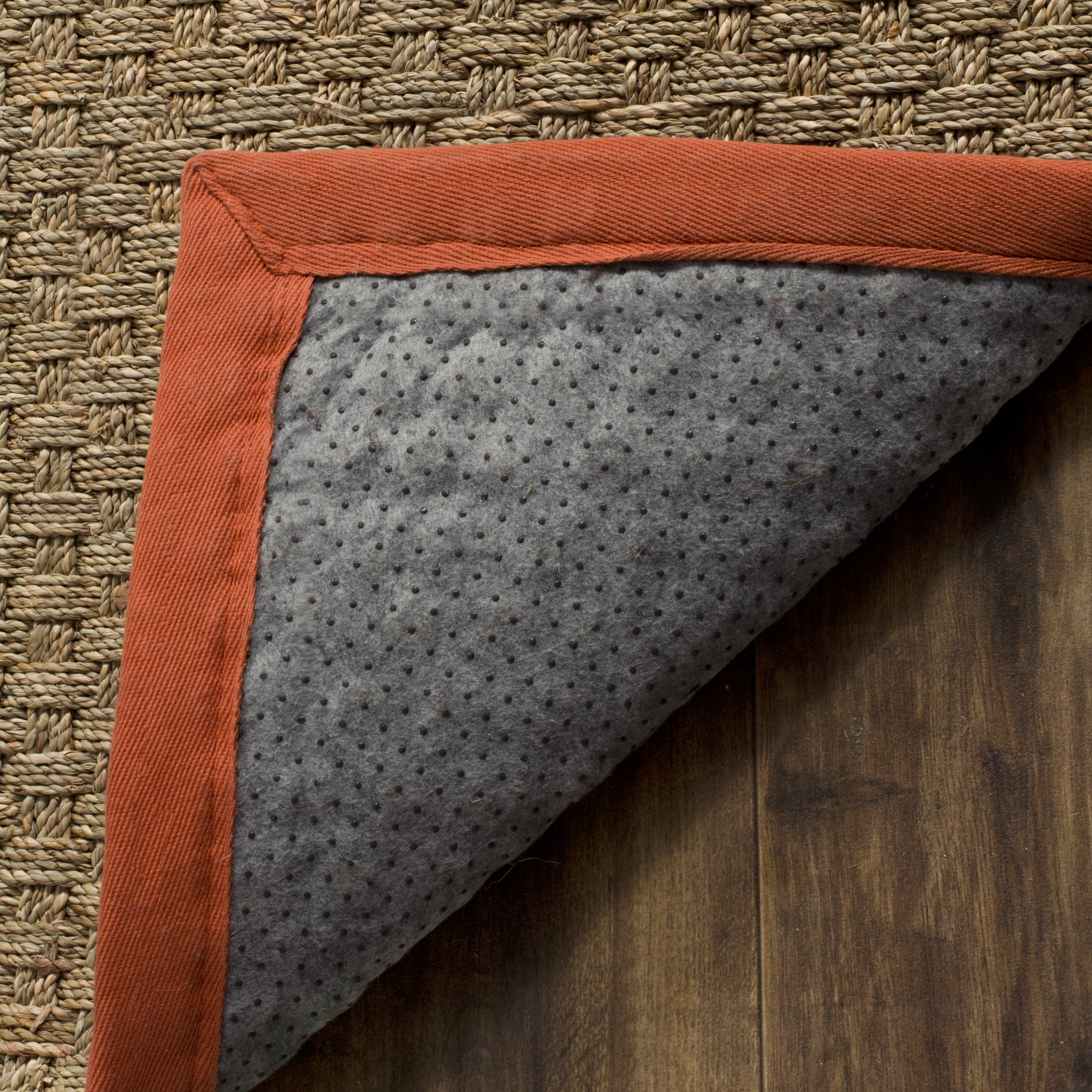 SAFAVIEH Natural Fiber Arbor Bordered Area Rug, Natural/Rust, 6' x 6' Round - Coastal Design, Natural & Rust, Seagrass, Ideal for Entryway, Kitchen, Living Room, Office