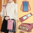 thumbnail image 4 of GEZHEN Women Artificial Leather Solid Color Hasp Transparent Operation Ccreen Phone Bag Shoulder Messenger Snap Touch Screen Mobile Coin Purse, 4 of 4