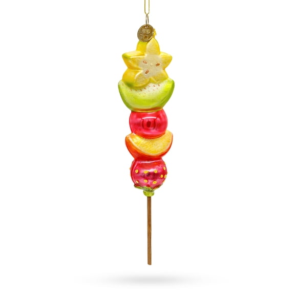 Fruit Medley on a Stick Glass Christmas Ornament