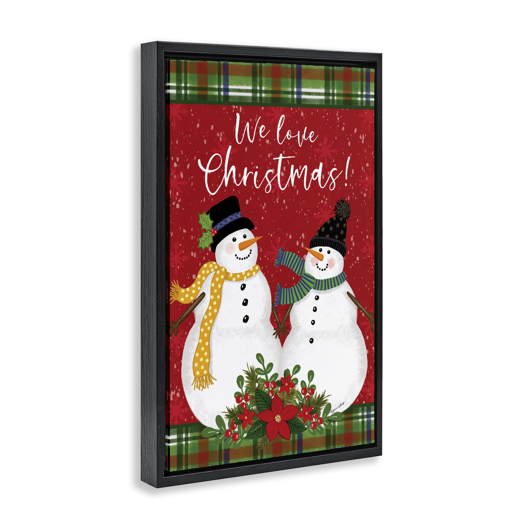 Stupell Industries We Love Christmas Holiday Painting Black Floater Framed Art Print Wall Art, 17 x 25