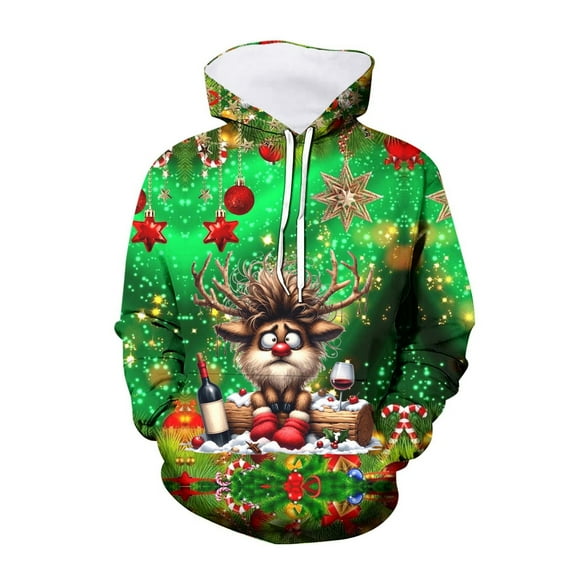 EHQJNJ Fleece Lined Hoodie Men Tall Men's Christmas Casual Loose Neck Comfortable Hooded Sweatshirt Christmas Fashion Hooded Sweatshirt Plain Hoodie Men Hoodies Graphic Back