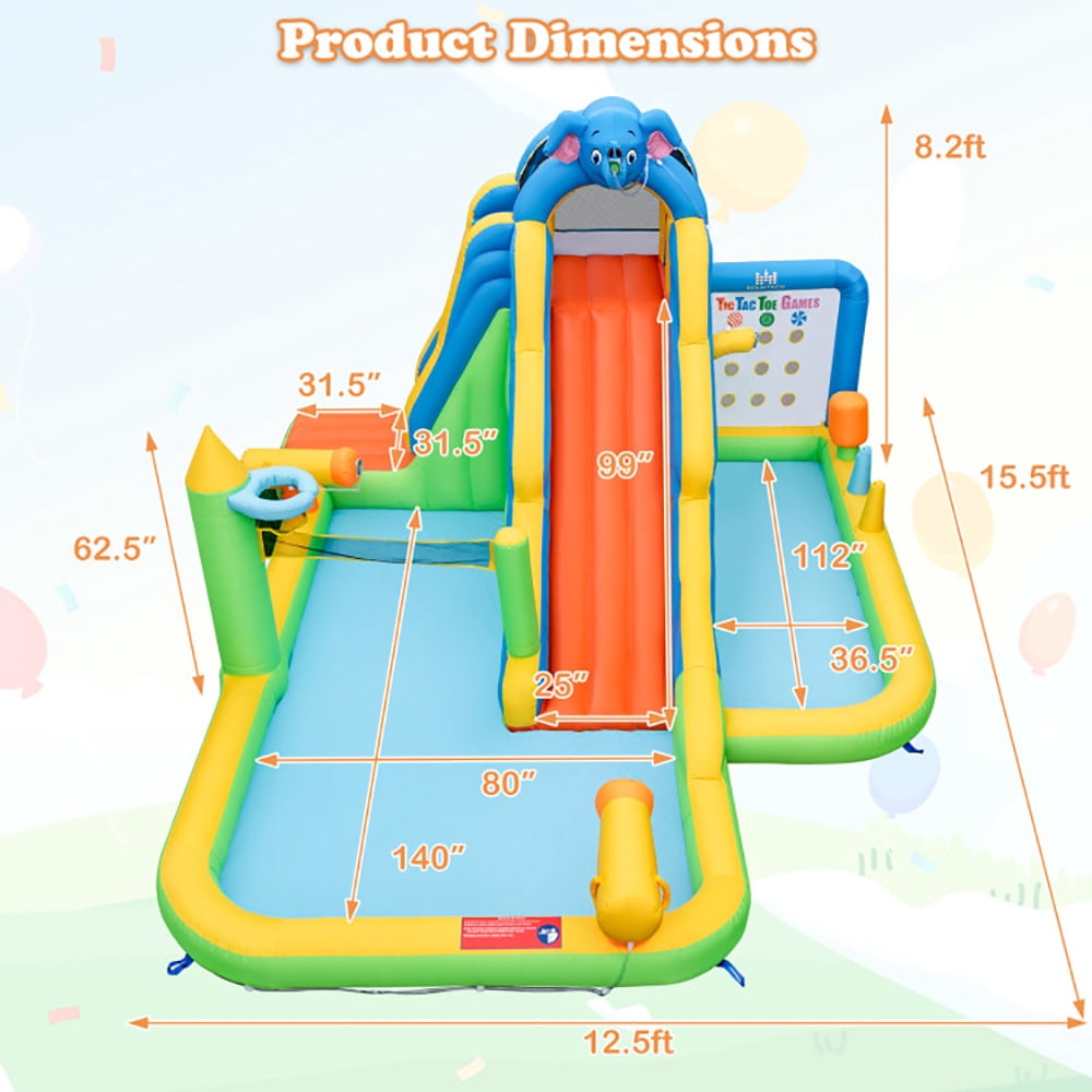 Aimee Lii Inflatable Water Slide Giant Water Park 9-In-1 for Kids Backyard Fun with 735W Blower, Kids Water Park Bounce House