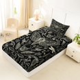 thumbnail image 4 of Homewish Skull Months Dragonflies Twin Sheets,Grunge Damask Bedding,Halloween Bed Set,3 Pieces,1 Fitted Sheet and 1 Pillowcase, 4 of 6