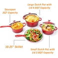 thumbnail image 2 of for Enameled Cast Iron Cookware Set - 7 Piece Set of Dutch Ovens, Sauce Pan, Skillet, 3 Lids, Dutch Oven Set, Ceramic Nonstick Coated, Heavy Duty, Gas/Induction Compatible, PFOA Free, Red, 2 of 7