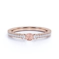 thumbnail image 3 of JeenMata Anillo de Compromiso Sencillo de 0,75 Uds, Morganita Rosa Redonda Creada, de Inspiración Vintage, Piedra Natal de Octubre, Delicado, Oro Rosa de 18 K sobre Plata, 3 of 6