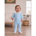 thumbnail image 6 of Spewahor Infant Baby Girls Fall Romper 0 3 6 9 12 18 Months Lace Ruffled Round Neck Long Sleeve Button Down Full Length Waffled Jumpsuit, 6 of 9