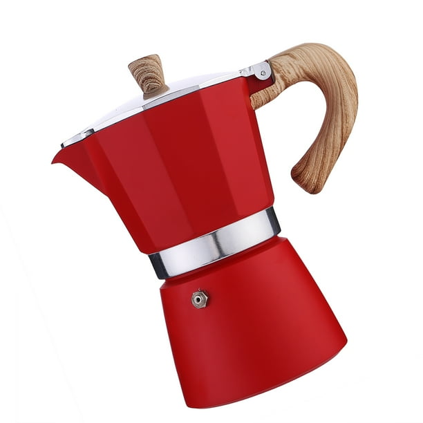Inteprter Cafetera Cafetera de aluminio Olla para el hogar Accesorio de cocina Juegos de servir café y té Rojo 300ml Inteprter HA002820-02B