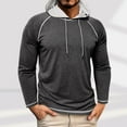 thumbnail image 3 of Hoodies for Mens Contrast Color Sweatshirt Long Sleeve Pullover Drawstring Hoodie Oversized Sweater Loose Fit Workout Shirt Gym Sports Outdoor Sportwear Lightweight Sweatshirts, 3 of 7