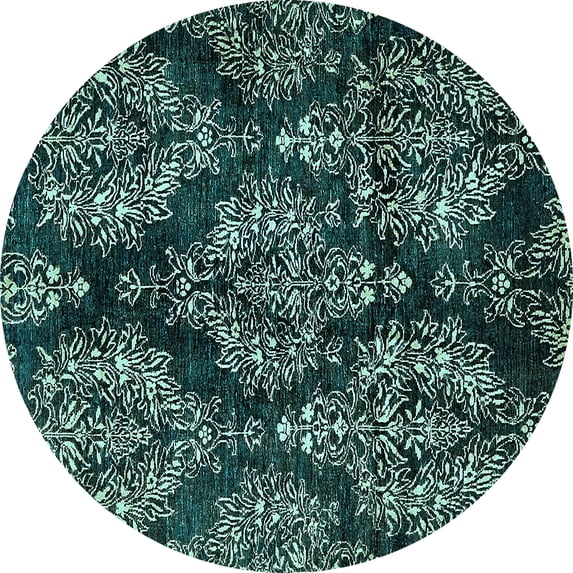 Ahgly Company Indoor Round Abstract Light Blue Modern Area Rugs, 4' Round