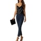 thumbnail image 2 of Conjunto de pijama de satén para mujer INSPIRE CHIC, top de tirantes con cuello de cowl y pantalones largos, ropa de descanso de seda, pijama L negro, 2 of 6