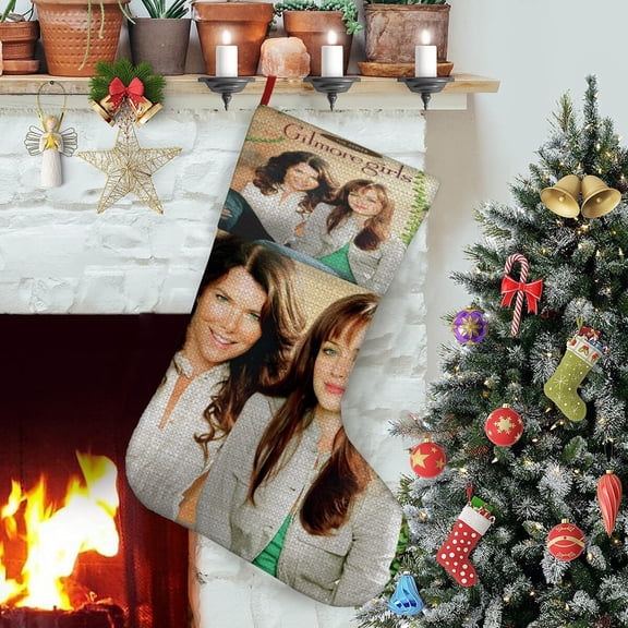 Gilmore Girls-theme Christmas Stockings,Fine white linen for Stairs Fireplace Hanging Xmas Home Decor Christmas gift17.7"X12.6"(45cm×32cm)
