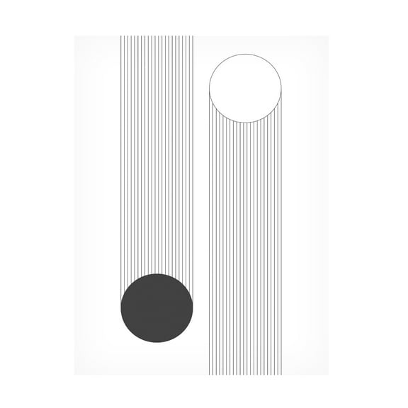 Canvas Wall Art - Tom Quartermaine 'Black and White Modern Minimalist Geometric 2' Wall Art for Living Room, Bedroom, or Office Décor by Trademark Fine Art - 35 x 47 Inches