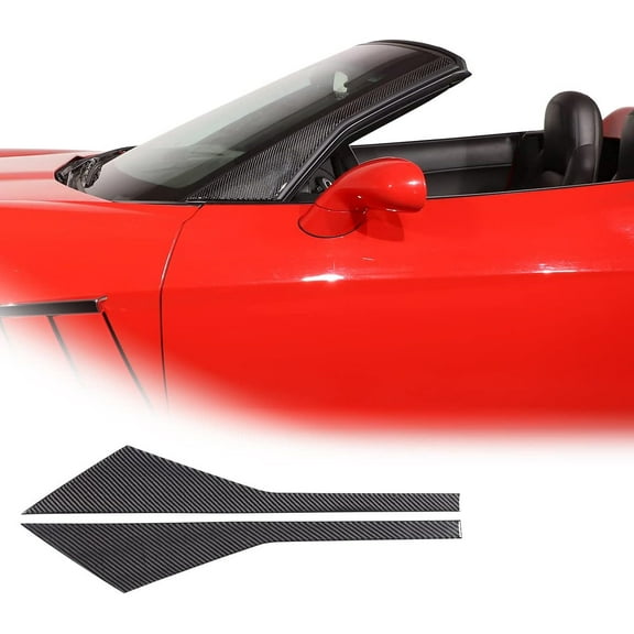 TINKI 2PCS Soft Carbon Fiber A-Pillar Panel Sticker Trim for Chevrolet Corvette C7 2014-2019 Car Side Windshield A-Pillar Molding Accessories