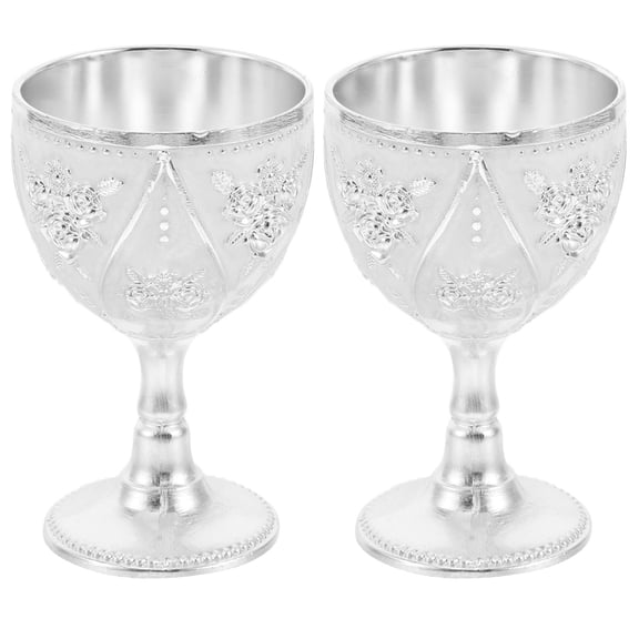 FOMIYES Plated Silver Alloy Elegant Wine Goblets for Home and Party Use 2Pcs