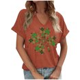 thumbnail image 4 of Erwazi St Patricks Day Women Short Sleeve T-Shirts V Neck Shamrock Funny Clover Tee Tops, 4 of 6