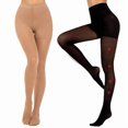 thumbnail image 1 of MANZI 2 Paires de Collants de Compression pour Femmes Modelants Collants Noirs 10-15mmHg Support 50D Collants Opaques Bas de Compression, Noir+naturel, S, 1 of 3