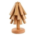 thumbnail image 2 of BingTong Wooden Trivets For Hot Dishes-Tree Shape Trivet Set, 3 Walnut Wood + 1 Stand Stored Like A Christmas Tree,Foldable Kitchen Wooden Trivet For Hot Dishes Pot Bowl Teapot A, 2 of 7