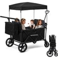 thumbnail image 1 of MOONCOOL 4 Seater Stroller Wagon, Quad Stroller Wagon for 4 Kids, Push Pull Collapsible Toddler Wagon Stroller with Canopy, Convertible Seats, 5-Point Harnesses, Snake Tray, 1 of 5