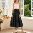 thumbnail image 2 of ASEIDFNSA Girls Smocked Waist Maxi Skirt with Tiered Hem Long A Line Fit and Soft Fabric (Black,7-8 Years), 2 of 5