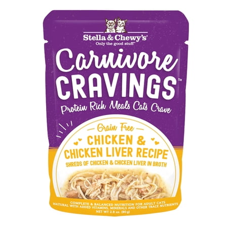Stella & Chewy's Carnivore Cravings Protein Rich Meal or Topper Chicken & Chicken Liver Recipe Wet Cat Food, 2.8 oz., Case of 24