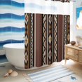 thumbnail image 5 of No Hook Shower Curtain, Brown Boho Shower Curtains for Bathroom with See Through Top Window, Vintage Ethnic Tribe Retro Abstract Art Waterproof & Washable Bath Curtain Extra Long 72"x84", 5 of 9