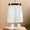 thumbnail image 7 of Boys Cargo Shorts Tween Children Athletic Hiking Summer Running Short Pants with Pockets White 11-12Y, 7 of 7