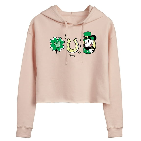 Disney - Mickey St Patricks Icons - Juniors Cropped Pullover Hoodie