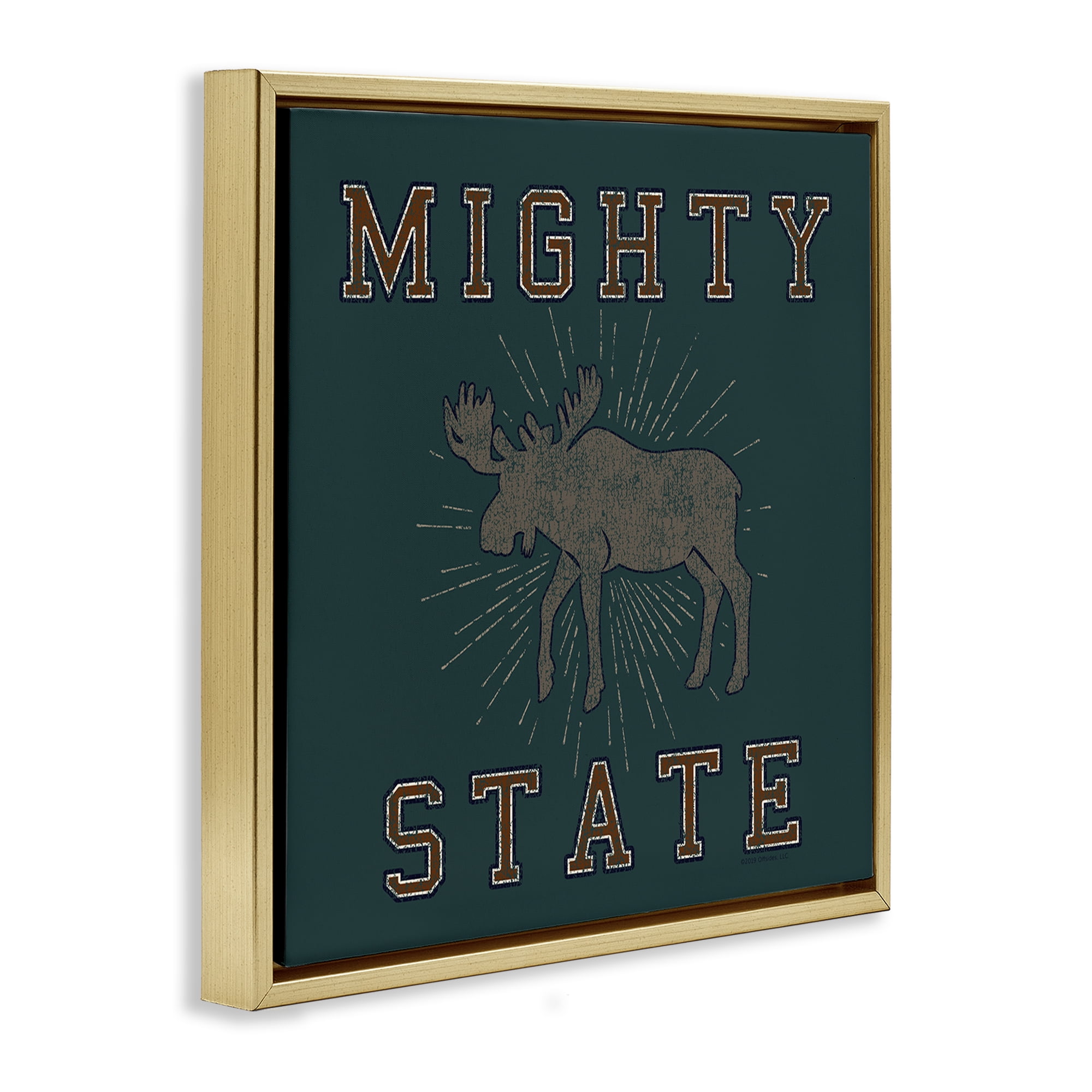 Stupell Industries Mighty Moose State Animals Painting Gold Floater Framed Canvas Art Print Wall Art, 25 x 25