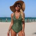 thumbnail image 5 of Gymvis Bathing Suits for Women,One Piece Bathing Suits for Women,Bikini Athletic Padded,Green, 5 of 7