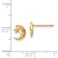 thumbnail image 2 of 14K Yellow Gold Moon and Star Post Earrings, 2 of 2