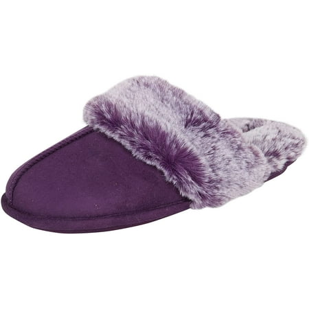 

Women s Comfy Faux Fur House Slipper Scuff Memory Foam Slip on Anti-Skid Sole