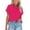 Hot Pink, variant on lulshou Women Plus Size Tops Short Sleeve Lapel Top Solid Color Slim Pullover T-shirt Casual Summer Pullover Tops Basic Tee
