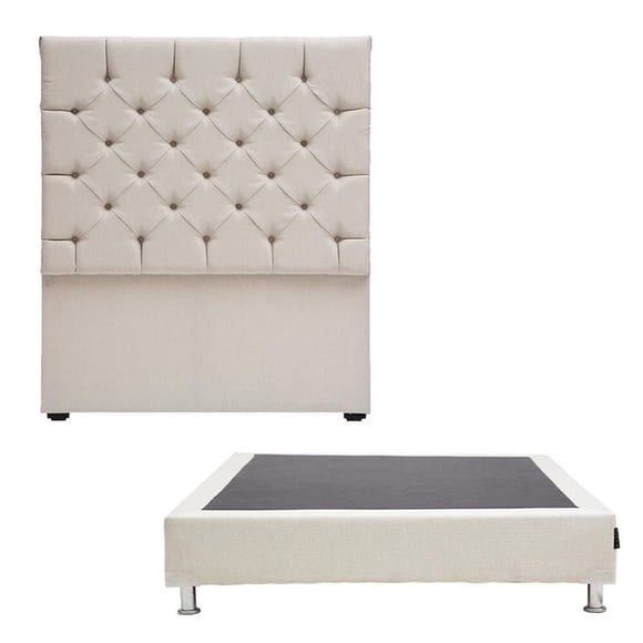 Box Base Cama Matrimonial + Cabecera Capri Beige Dicasa Dolum