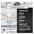 thumbnail image 6 of Xayoca Ceiling Renton 42" White Indoor Fan with Clear 3 Light LED Multi Arm E26/B11 Bulb and Pull-Chains, Traditional , 5 Reversible Gray Oak Blades, 51438, 42 Inch, 6 of 7