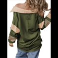 thumbnail image 3 of Sudadera de Mujer de Gran Tamaño con Cuello de Patchwork y Rayas de Colores Contrastantes, Estilo Informal. Verde XXL, 3 of 7