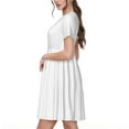 thumbnail image 2 of Fotbe White Vestido Largo de Moda para Mujer, Vestido Tipo Camiseta con Manga Corta y Estilo Casual a Rayas y Bloques de Color, 2 of 6