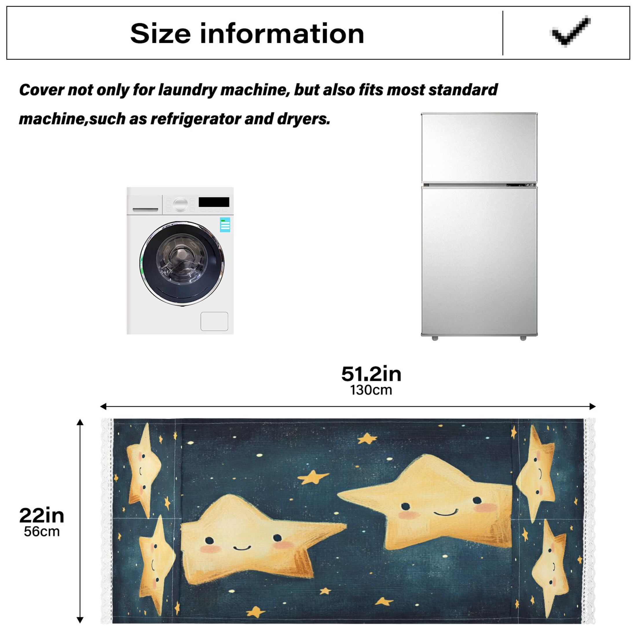 Two Cute StarsWasher and Dryer Covers Dust-Proof and Oil Resistant Fridge Cover with 4 Storage Pockets Washing Machine Top Cover for Laundry Kitchen Home 51.2 x 22 In