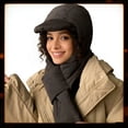 thumbnail image 2 of Windproof Hooded Scarf Hats for Woman Ear Protection One Piece Trapper Cap Winter Warm Skiing Cycling Outdoor, Dark Grey, 2 of 7