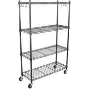 WDT 4-Tier Storage Shelves, Heavy Duty Metal Shelves Wire Rack Shelving Unit, Adjustable Shelf with Wheels for Home Office Garage Kitchen Shelf, 36" D x 14" W x 58" H