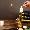 thumbnail image 2 of Easter Bunny Candlestick Decoration, Vintage Bunny Statue With Iron Candle Rod For Stability, Versatile Table Centerpiece & Thoughtful Gift Craft For Home Decor And, 2 of 5