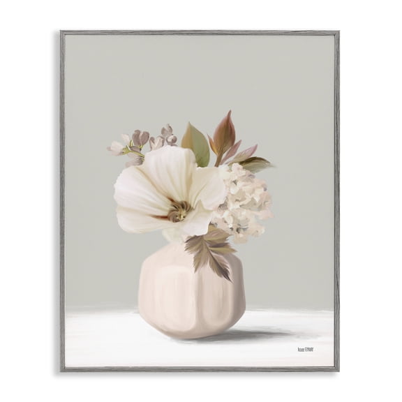 Stupell Industries Cottage Delicate Blooms in Vase Gray Framed Giclee Art, 11 x 14, by House Fenway