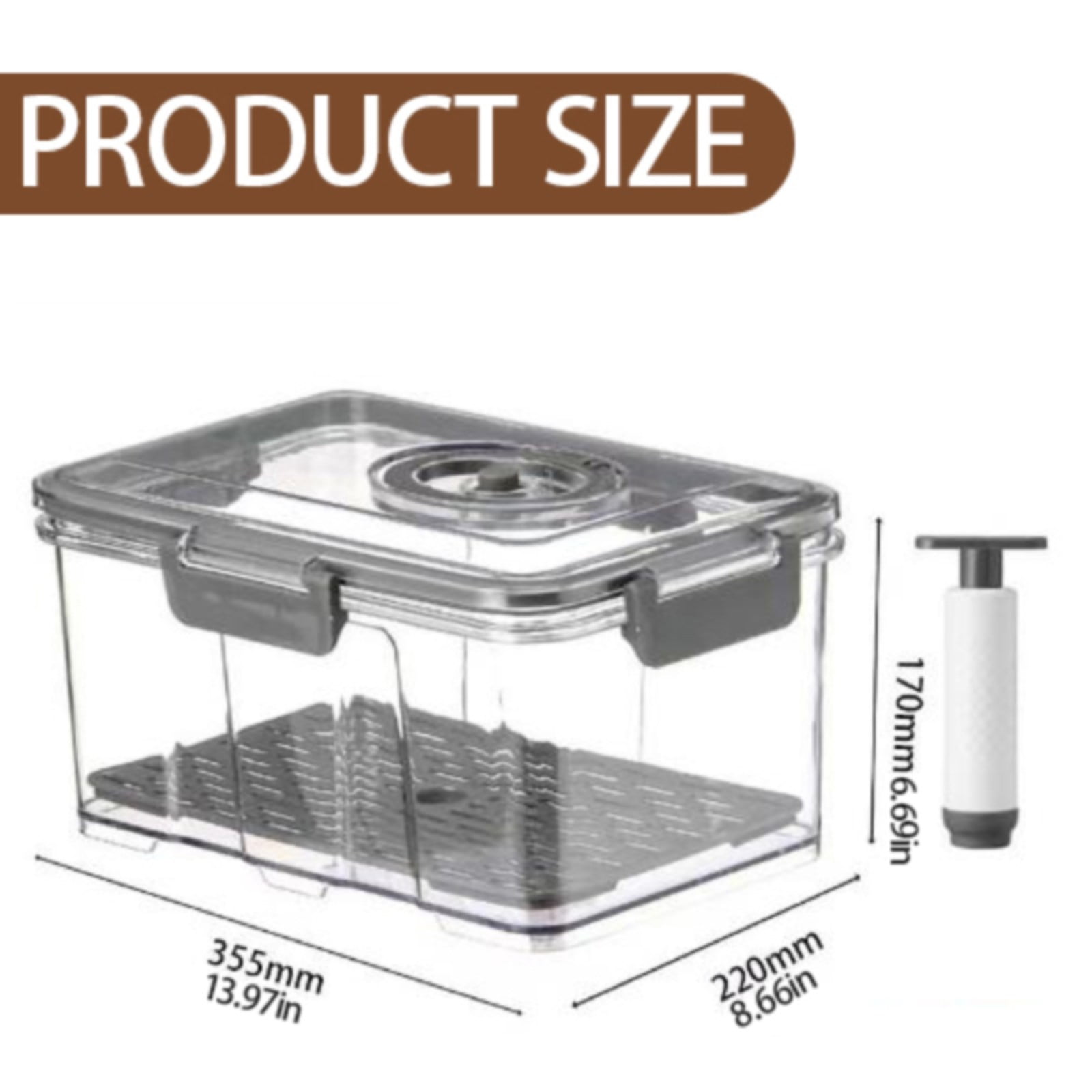 Huayishang Storage Box Vacuum Seal Containers Food Fresh Container for Vacuum Seal Vacuum Container, Kitchen Essentials Clearance Sale Grey