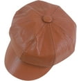 thumbnail image 4 of CoCopeaunts Newsboy Cap Solid Color Leather Octagonal Hat Fashion Warm Newsboy Hat for Men and Women Cute Caps Leather Beret Hat, 4 of 7