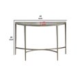 thumbnail image 5 of Benjaza 29" Semicircular Sleek Tapered Leg Metal and Glass Sofa Table in Silver, 5 of 5