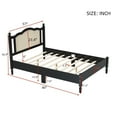 thumbnail image 6 of Full Size Bed Frame, Wooden Platform Bed with Natural Rattan Headboard, Slat Support for Bedroom and Livingroom, Black, 6 of 7