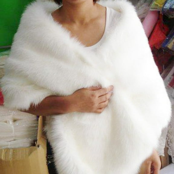 Homoyoyo White Plush Shawl Soft Warm Decorative Wrap Scarf for Women and Men 1 Piece