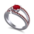 thumbnail image 2 of 2.50 Carat Round Cut Red Ruby & Garnet Gemstone Classic Bridal Ring for her 18K White Gold Size 8.5 by Diamond-Capitals, 2 of 8