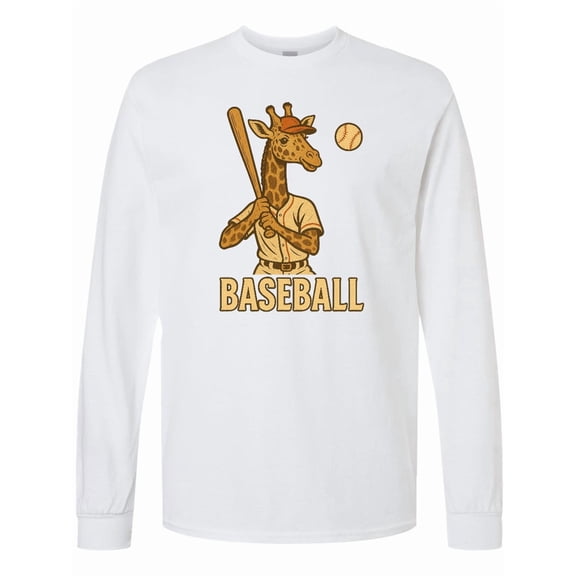Inktastic Baseball Giraffe Long Sleeve T-Shirt