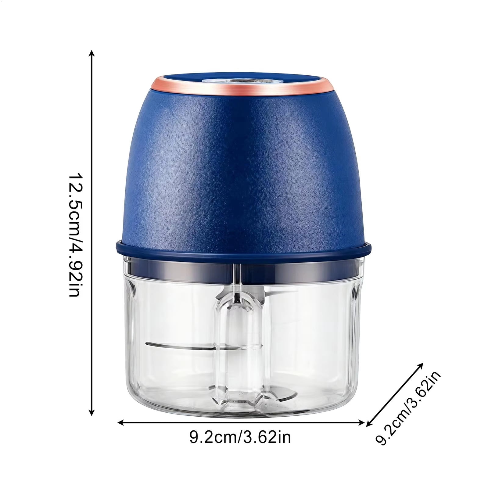 Electric Garlic Chopper, 4 Blades Electric Mini Food Processor, One-Touch Operation Garlic Mincer for Kitchen, Blue - 4 Blades, USB Rechargeable, Compact Size, Easy to Clean - for Home, Camping, Picn